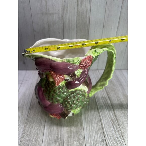 Vintage World Bazaar Majolica Style Pitcher Ceramic Embossed Vegetable 7" Tall - Picture 12 of 12